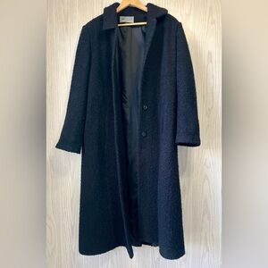 Bromley Collection Women's Size 14 Black Lined Wool Blend Long Coat EUC